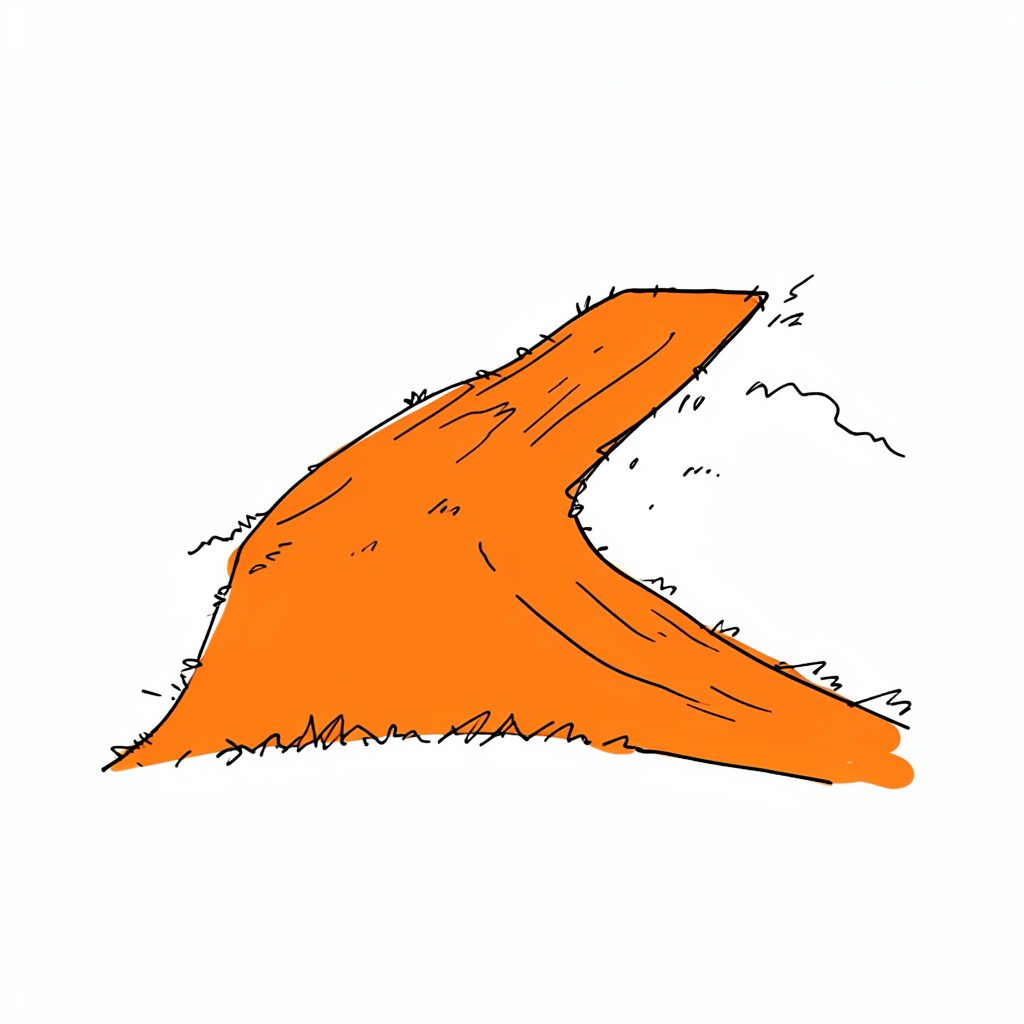 Hand-drawn ink sketch of a child riding a small ATV on a leafy trail in soft tan and plum.